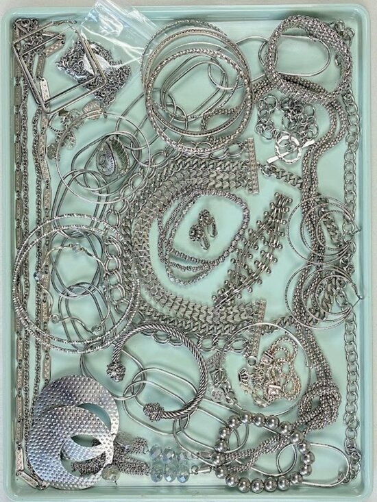 Unbranded Jewelry - Jewelry Lot Silver Tone Wearable Costume Craft Gift Favor Prize 35 Pcs. Fun Mix